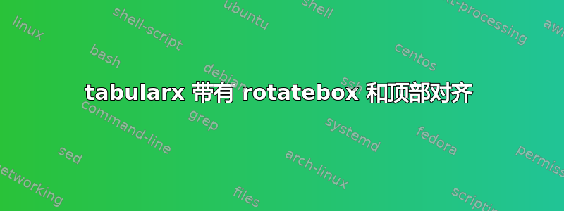 tabularx 带有 rotatebox 和顶部对齐