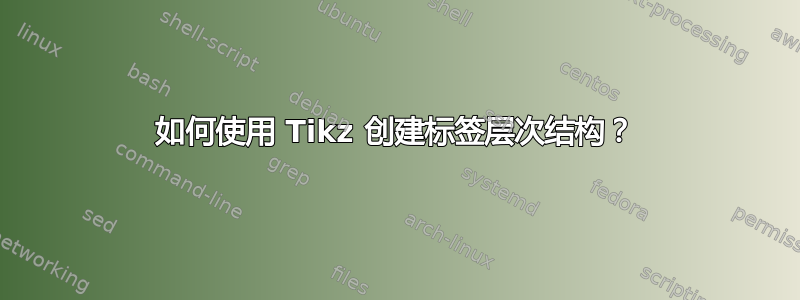 如何使用 Tikz 创建标签层次结构？