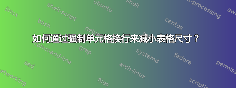 如何通过强制单元格换行来减小表格尺寸？