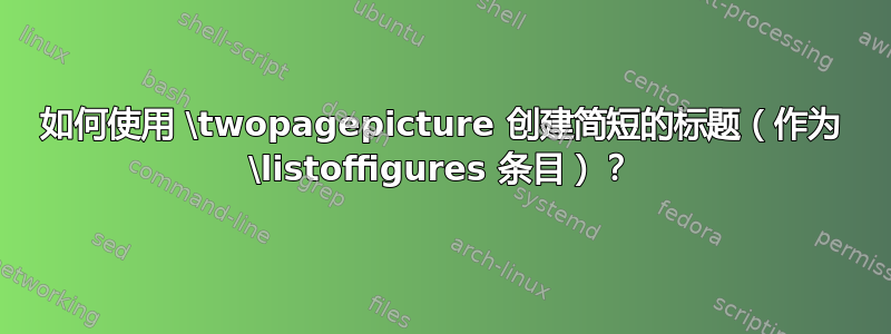 如何使用 \twopagepicture 创建简短的标题（作为 \listoffigures 条目）？