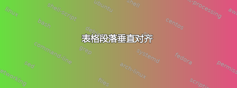 表格段落垂直对齐