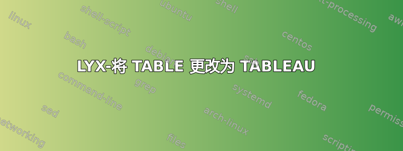 LYX-将 TABLE 更改为 TABLEAU 