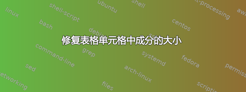 修复表格单元格中成分的大小