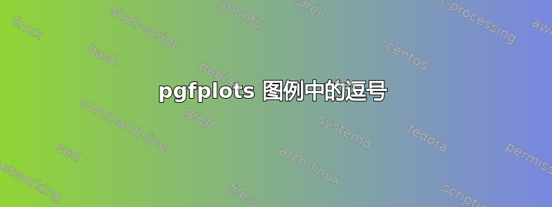 pgfplots 图例中的逗号