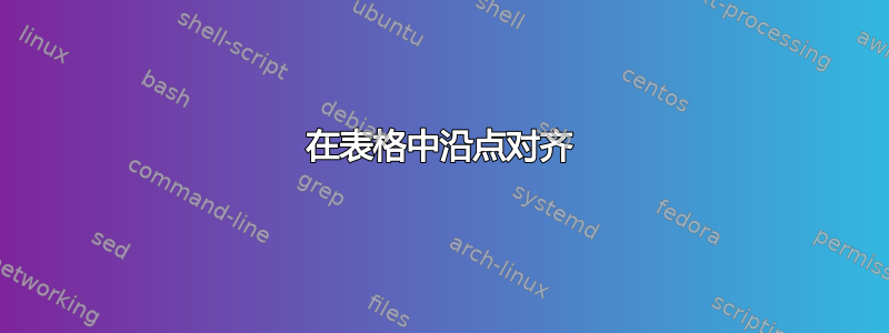 在表格中沿点对齐