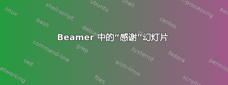 Beamer 中的“感谢”幻灯片