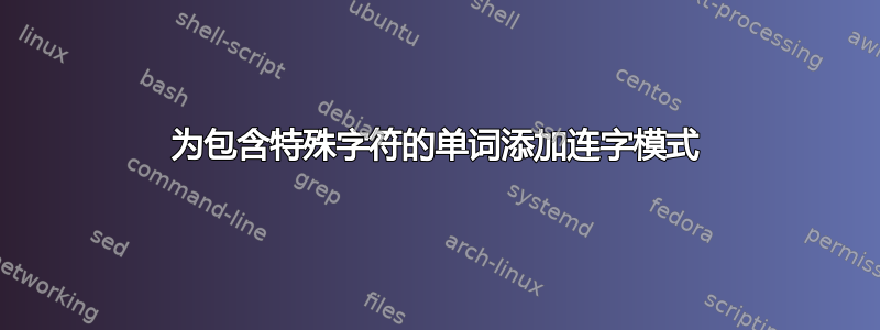 为包含特殊字符的单词添加连字模式