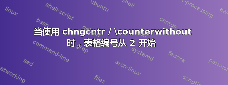 当使用 chngcntr / \counterwithout 时，表格编号从 2 开始 