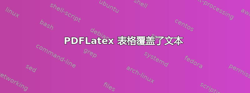 PDFLatex 表格覆盖了文本