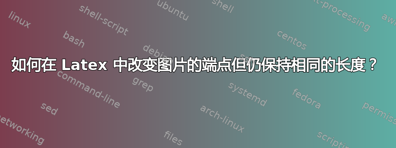 如何在 Latex 中改变图片的端点但仍保持相同的长度？