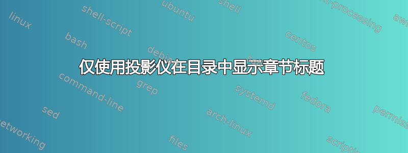 仅使用投影仪在目录中显示章节标题