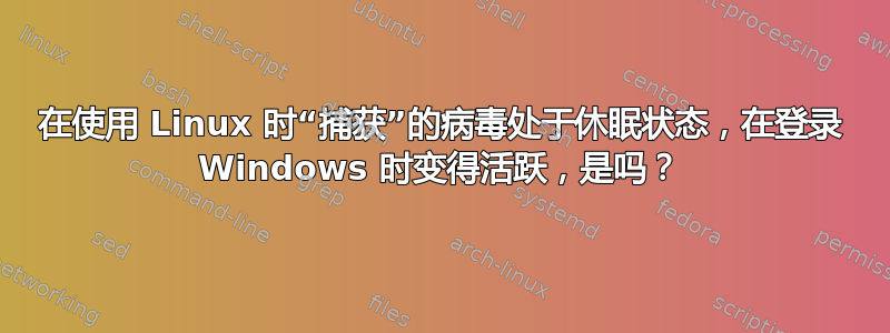 在使用 Linux 时“捕获”的病毒处于休眠状态，在登录 Windows 时变得活跃，是吗？