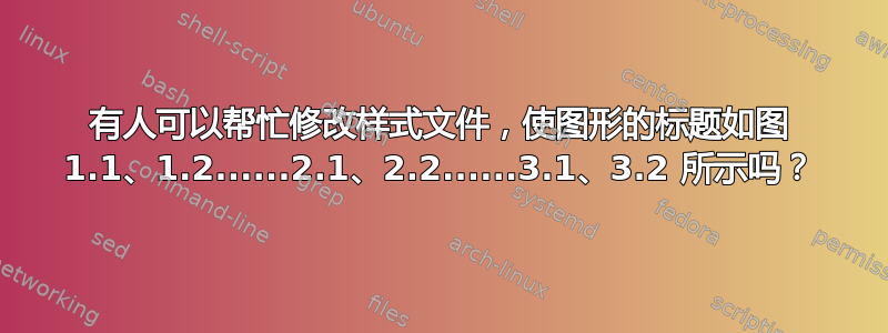 有人可以帮忙修改样式文件，使图形的标题如图 1.1、1.2......2.1、2.2......3.1、3.2 所示吗？