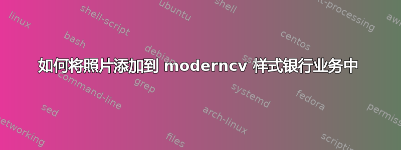 如何将照片添加到 moderncv 样式银行业务中