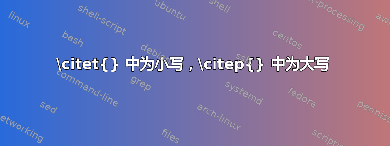 \citet{} 中为小写，\citep{} 中为大写