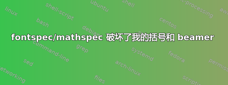 fontspec/mathspec 破坏了我的括号和 beamer