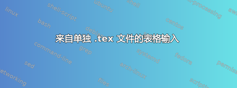 来自单独 .tex 文件的表格输入