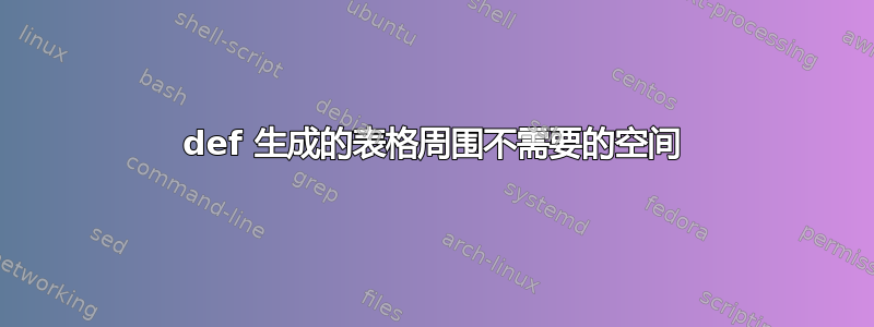 def 生成的表格周围不需要的空间