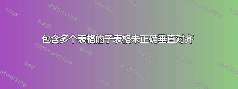 包含多个表格的子表格未正确垂直对齐