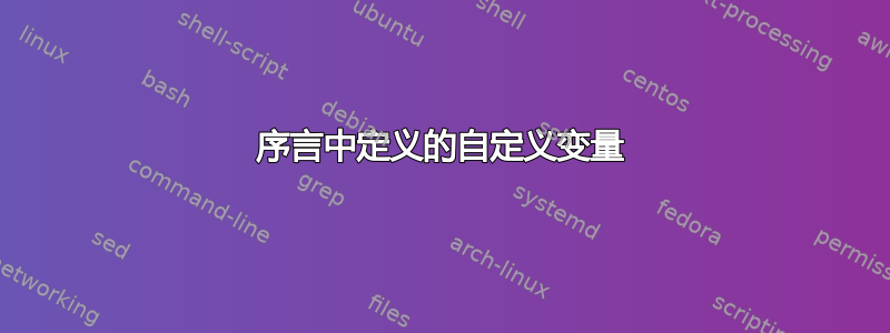 序言中定义的自定义变量