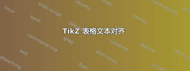 TikZ 表格文本对齐