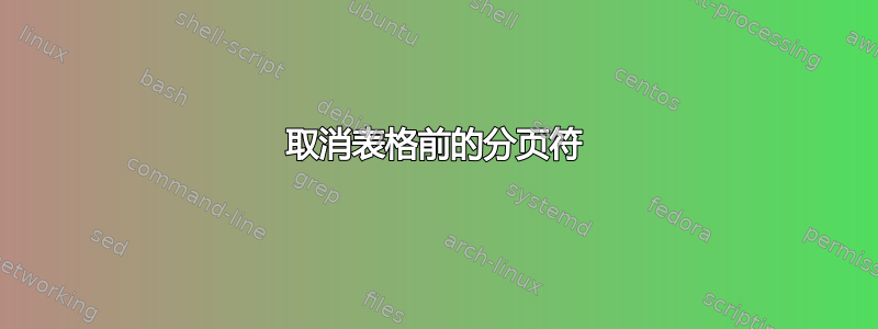 取消表格前的分页符