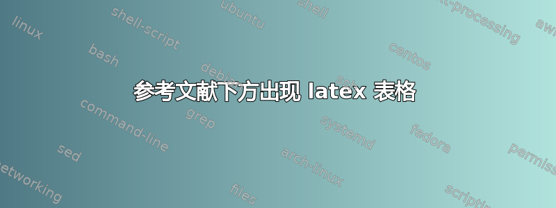 参考文献下方出现 latex 表格