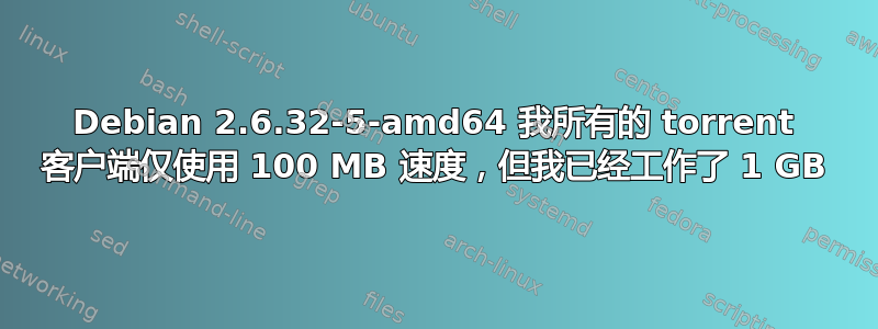 Debian 2.6.32-5-amd64 我所有的 torrent 客户端仅使用 100 MB 速度，但我已经工作了 1 GB