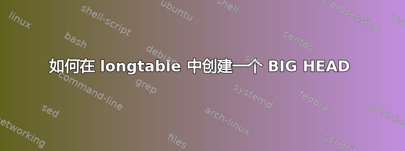 如何在 longtable 中创建一个 BIG HEAD