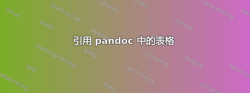 引用 pandoc 中的表格