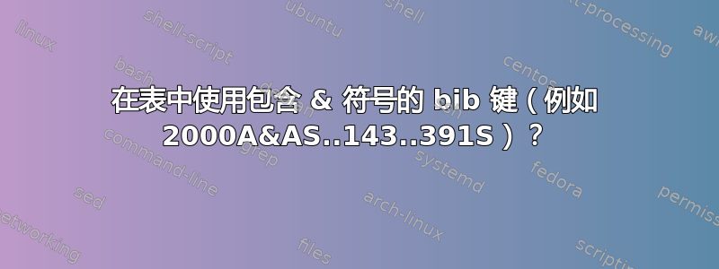 在表中使用包含 & 符号的 bib 键（例如 2000A&AS..143..391S）？