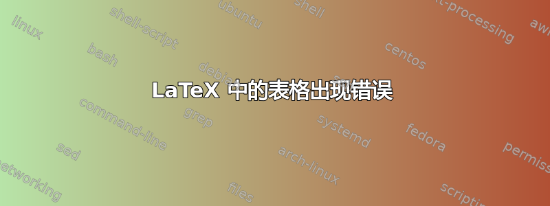 LaTeX 中的表格出现错误