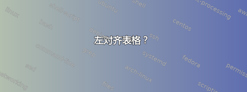 左对齐表格？