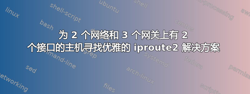 为 2 个网络和 3 个网关上有 2 个接口的主机寻找优雅的 iproute2 解决方案