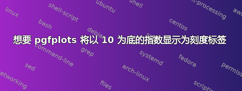 想要 pgfplots 将以 10 为底的指数显示为刻度标签