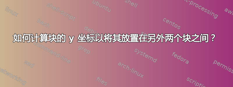 如何计算块的 y 坐标以将其放置在另外两个块之间？