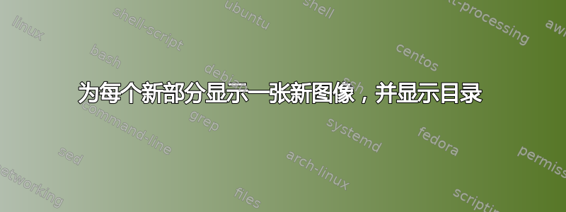 为每个新部分显示一张新图像，并显示目录