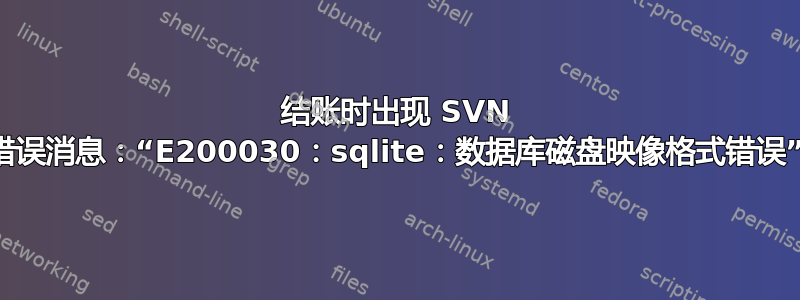 结账时出现 SVN 错误消息：“E200030：sqlite：数据库磁盘映像格式错误”