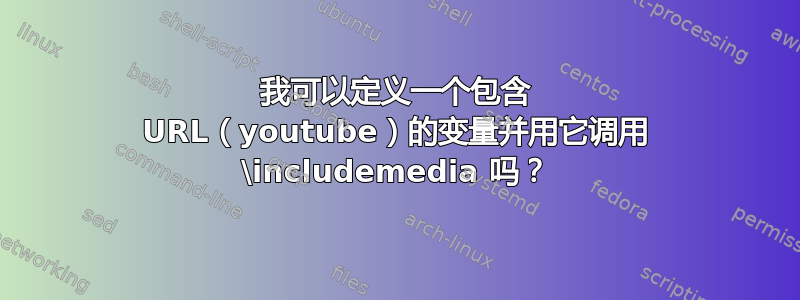 我可以定义一个包含 URL（youtube）的变量并用它调用 \includemedia 吗？