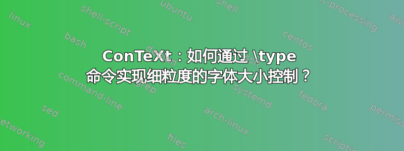 ConTeXt：如何通过 \type 命令实现细粒度的字体大小控制？