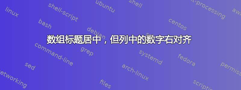 数组标题居中，但列中的数字右对齐