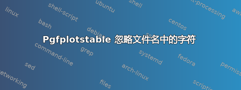 Pgfplotstable 忽略文件名中的字符