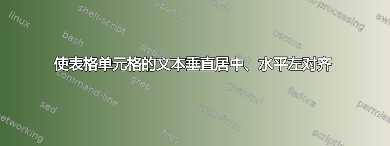 使表格单元格的文本垂直居中、水平左对齐