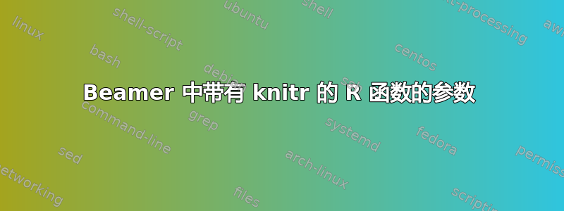 Beamer 中带有 knitr 的 R 函数的参数