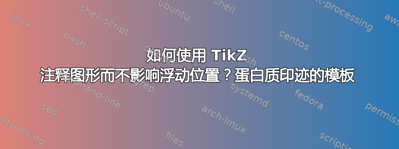 如何使用 TikZ 注释图形而不影响浮动位置？蛋白质印迹的模板