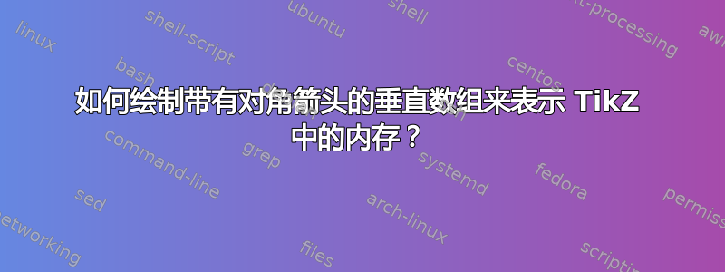 如何绘制带有对角箭头的垂直数组来表示 TikZ 中的内存？