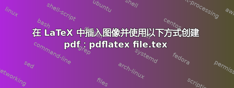 在 LaTeX 中插入图像并使用以下方式创建 pdf：pdflatex file.tex