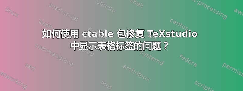 如何使用 ctable 包修复 TeXstudio 中显示表格标签的问题？