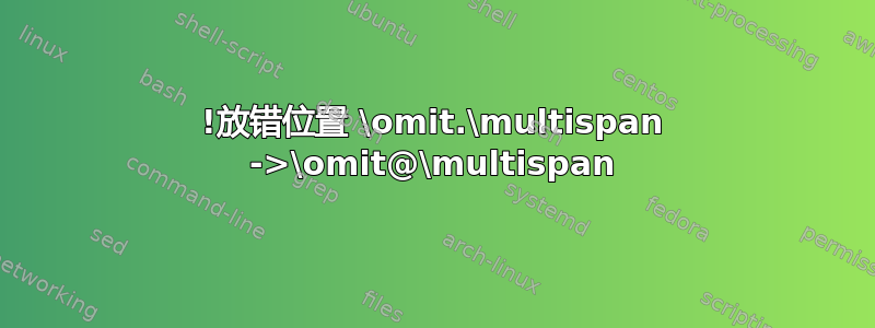 !放错位置 \omit.\multispan ->\omit@\multispan