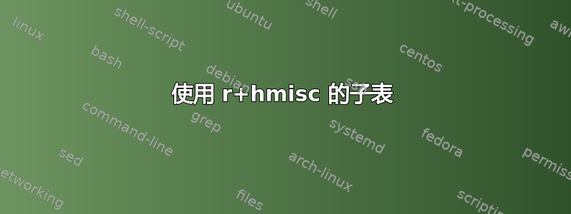 使用 r+hmisc 的子表